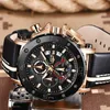 Lige Fashion Mens Uhren Top -Marke Luxus großes Zifferblatt Militär Quarz Uhr Leder wasserdichte Sport Chronograph Watch Men 210527