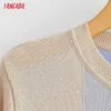 Tangada Korea Chic Frauen Gestreiften Muster Sommer Dünne Pullover Kurzarm Damen Gestrickte Jumper Tops 3C8 210609