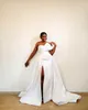 Afrikanische einfache Plus Size Meerjungfrau Brautkleider High Side Split Gericht Zug Satin Brautkleider formelles Kleid Robe De Mari￩e nach Maß