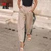 catonATOZ 2248 Khaki Female Cargo Pants High Waist Harem Loose Jeans Plus Size Trousers Woman Casual Streetwear Mom 210809