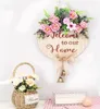 Christmas decorations Welcome Hanging Home Sign With Artificial flowers For Front Door