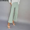 Jeans ZW Premium Marine Straight High-Waist Med Bakre Patchfickor Seamless Hems Front Zip Fly med toppknapp 210520