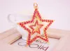 Crystal Rhinestone Double Star Pendant Keychain Alloy Bag Holder Elegant Personality Fashion Charm Women Key Ring Gift Souvenir