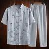 Chinese wind sleeve men's suits middle-aged and old cotton beautiful design 211217