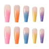 20st / set godis färg färdig nagel konst tips färgglada skönhet konstgjorda falska naglar med lim regnbåge gradient