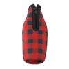 Néoprène Chèque De Noël Bouteille Refroidisseur En Gros Blancs Buffalo Plaid Bouteille Wrap Bière Couvre Cadeau De Mariage LX01133