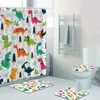 Cute Funny Kids Dinosaurs Pattern Shower Curtain Bath Curtains for Bathroom Bathtub Colorful Dino Bath Mats Rugs Carpet Decor 210402