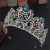 Pinces à cheveux Barrettes Vintage Rouge Cristal Baroque Mariage Diadème Couronne De Mariée Mariée Strass Couronnes Bandeau Bijoux Accessoires LB