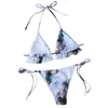 Badkläder kvinnor baddräkt sexig push up mikro bikinis set lady tie-dye simning baddräkt strandkläder sommarbrasiliansk bikini 2021 kvinnor