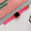 Caixa transparente colorida da alça para a série do relógio da Apple SE 6 5 4 3 banda capa protetora 40mm 44mm iWatch 38mm 42mm Pulseira de substituição à prova d'água