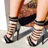 Summer Brand Woman White Black Red Geometric Chains Open Toe Zip Back High Quality Platform Heel Sandals Shoes4372115