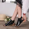 Schoenen voor vrouwen lederen sandalen open peep teen rome comfortabel ademende zomerstijl flats casual zwart plus maat 35-43