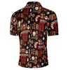 Chemises habillées d'été pour hommes Style national impression numérique à manches courtes col rabattu chemise hawaïenne décontractée pour hommes
