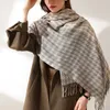 2021 Houndstooth dikke deken vrouwen sjaal en wraps winter kasjmier sjaal hijab dames pashmina halsdoek bufanda echarpe q0828