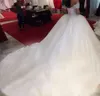 Nuevas cuentas de cristal fuera del hombro cariño encaje blanco vestidos de baile vestidos de novia para novias vestidos de boda hinchados