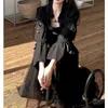 Japanska Harajuku kvinnor Streetwear Oregelbundna Sundress Suspenders Gothic Punk Black Bandage Dress Ärmlös Slank Mesh Tank 210421