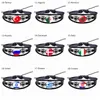 Flag Bracelet World Flags Jewelry USA America Flag Germany Mexico Canada France Britain Spain Brazil Black Leather Bracelet