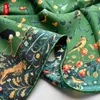 Army green luxury natural scarf women printed bird 100% real silk twill scarves wrap shawl square 65cm bandana lady bufanda
