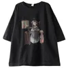 Estilo de Artes de Verão Mulheres Manga Curta T-shirt Loose T-shirt All-Matched Vintage Casual Cópia T-shirt Femme Algodão Tops Grande Tamanho M18 210512