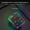 F2 Bluetooth Car Kit FM-sändarmodulator Färgglad LED-bakgrundsbelysning Trådlös radioadapter Handsfree för telefon TF MP3-spelare typ C-port