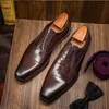Marka Tam Tahıl Hakiki Deri Iş Erkekler Elbise Ayakkabı Retro Oxford AB Boyutu 38-47