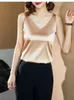 Sommer Koreanische Mode Seide Tank Top Frauen Satin Büro Dame Solid Black Cami Plus Größe XXXL Grün s für 210531