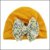 Mützen Hüte Zubehör Baby, Kinder Mutterschaft Neugeborenes Baby Schleife Knoten Turban Hut Blumen Blumendruck Kopfwickel Weiche Baumwolle Stirnband Säugling Tod