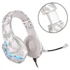 Dator 3.5mm Wired Headset RGB Lysande Camouflage PC hörlurar Stereo Bass Gaming Headphone med MIC J10