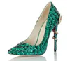 Pompy ślubne Kobiety 11 cm Wysokie Obcasy Crystal Shoes Snake Green Rhinestone Luksusowe Sztuk Panie Bridal Party Shoe Duża sukienka