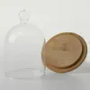 Wyczyść Wazony Szklane Kwiat Wyświetlacz Cloche Bell Jar Kopuła Nieśmiertelna Konserwacja Z Drewnianą Podstawą Kwiat Kwiat Glass Home Decor 210409