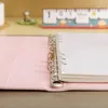 Warehouse A6 Binder Binder Pu Leather 6 Rings Notepad Spiral Leaf Soulds Cover Cover Macaron Candy Color Diary Shell للطالب Z11