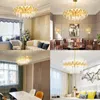 Chandeliers Glass Tube Modern Round LED Chandelier Light Gold Suspension Lamp Crystal For Dinning Living Room Foyer