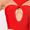 Mulheres Moda Sexy Keyhole Red Bandage Dress Designer Elegante Midi Evening Celebrity Party Vestido 210527