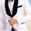 White Floral Pattern Men Suits Slim Fit for Wedding Dinner 3 Pieces Groom Tuxedo Black Shawl Lapel African Fashion Jacket Vest X0909