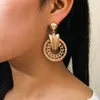 Överdriven kedja cirkel örhängen ihålig förberedelse metall personlighet kvinnliga smycken gåvor hoop huggie
