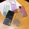 Gradient Bling Glitter Fodral för Samsung Galaxy S8 S9 S10 Plus Not 10 9 A51 A71 A50 A70 S20 Ultra Star Sequins Transparent Cover