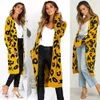 Dames Leopard gebreide lange vest lange mouw trui overjas voor vrouwelijke vrouwen herfst uitloper jassen vrouwen herfst 210518