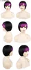 Wigs Highlighted Pink Green Blue Purple Synthetic Glueless Bob Wig With Bangs For Women High Temperature Fiber Short Pixie Cosplay Wigs