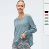 Women's autumn winter yoga outfits tops clothes loose and thin running sports long sleeve T-shirt fast drying breathable training fitness Shirt