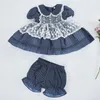 Été bébé filles vague point robes à manches courtes enfants enfants fille princesse vêtements + shorts 210521