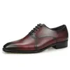 Vestido Sapatos Homens Oxford Vinho Preto Vermelho Zapatos Casuales de Los Hombres Handmade Britânica Cadarços De Couro De Couro Business Shoe 220223