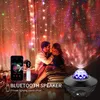 USB Star Night Light Effects LED Muzyka Gwiaździsta Woda Wave Lights Remote Bluetooth Kolorowy Obrotowy Projektor Dźwięk Waktywowany Decor Lamp