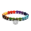 Natural Stone Colorful Energy Stone Bracelet For Women Seven Chakras Yoga Bracelet Tiger Eye Stone OM Lotus Bracelet