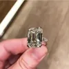 Luxe 100% 925 sterling zilver Gemaakt smaragdgroene gesneden 6CT diamant bruiloft verlovingscocktail vrouwen moissanite ringen fijne sieraden y0611