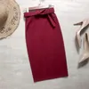 Skirts Summer Chiffon Bag Hip Skirt 2022 Elastic Solid Color High Waist Sexy Pencil Send Belt Women Long