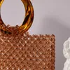 Customized evening bag amber brown vintage acrylic crystal beaded handmade resin handbag