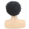 Kambodjanska människoleger Afro Kinky Curly Glueless peruk för svart kvinna Natural Color Machine Made