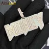 Iced Out Bling 5A CZ Paved Gold Color Letter Money Pendant Necklace With Long Twist Rope Chain For Woman Men Hip Hop Jewelry 220121