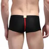 Underbyxor 2021 Sommar män Sexig andningsbar Boxer Underkläder Mesh Low Rise Stretch Boxers Gay BoxersHorts Gays