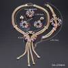 Nuovi set di gioielli da sposa africani per le donne alla moda Set di anelli per orecchini con collana di cristallo colorato Set regalo di nozze H1022